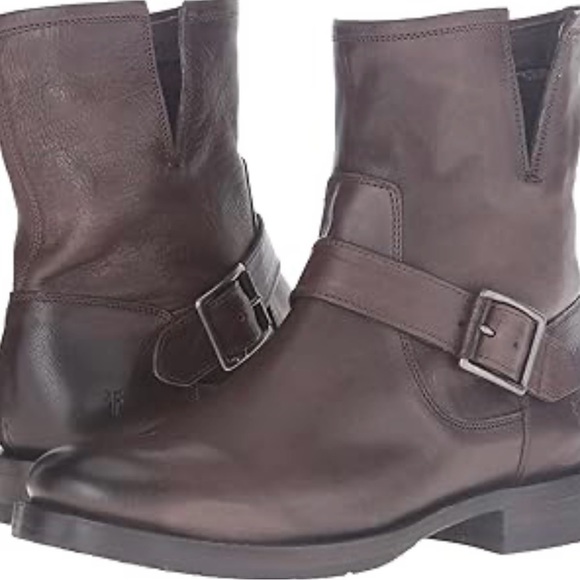 Frye sz 8.5 B Natalie Short Engineer brown boots great pre owned condition - Picture 1 of 10